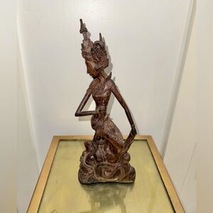 VTG Balinese Hand Carved Wood Wooden Goddess Woman Statue